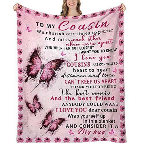 UHANKRU Cousin Gifts for Women Cousin Gifts Cousin Birthday Gifts for Women Gift for Cousin Female Cousin Gifts for Graduation Christmas Cousin Blanket 60x50