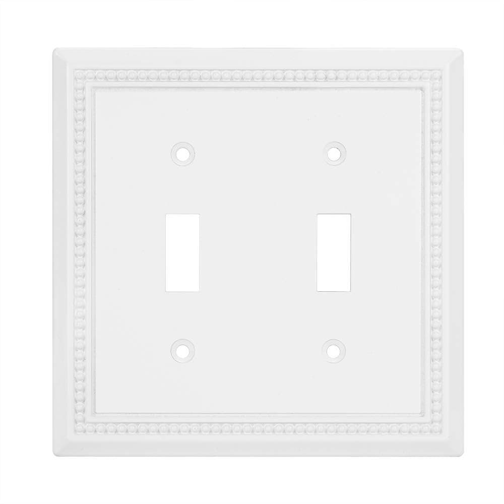Henne Bery Sunken Pearls Heavy Duty Decorative Wall Plate Switch Plate Outlet Cover Double Toggle White