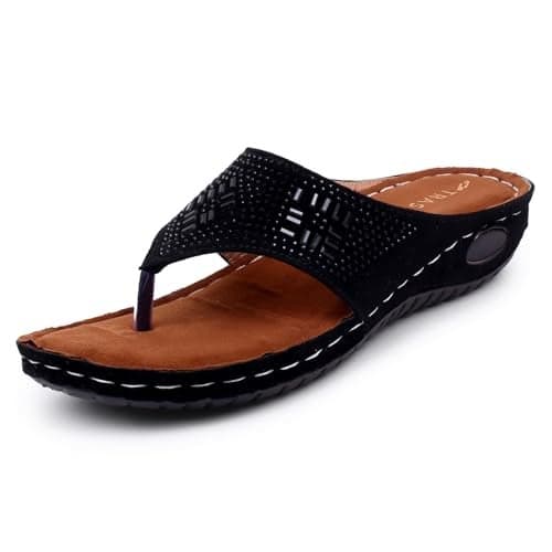 TRASE Women's Fashion Slippers | Doctor Ortho Soft & Comfortable Slip-Ons for Women & Girls | Lightweight & Stylish, Diabetic & Orthopedic Footwear, Good for Knee & Foot Pain-Black, 6 UK