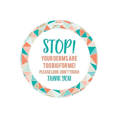 Teal and Coral Geometric Pattern No Touching Baby Car Seat SignModern Gender Neutral Stop Baby Stroller Tag