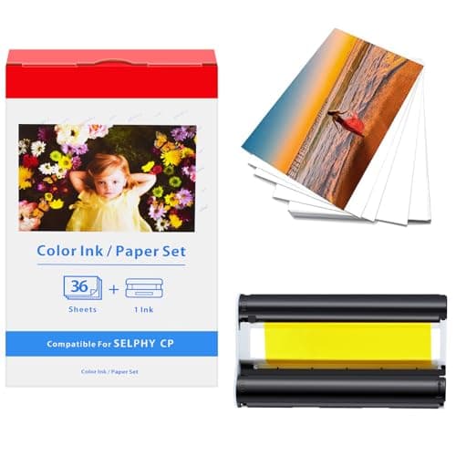 KCMYTONER Compatible for Canon KP-36IN KP-36IP (7737A001) 1 Color Ink Cartridge & 36 Sheets Paper Set 4"x6" Thermal Sublimation Ribbon for Selphy CP1500 CP1300 CP1200 Wireless Photo Printer
