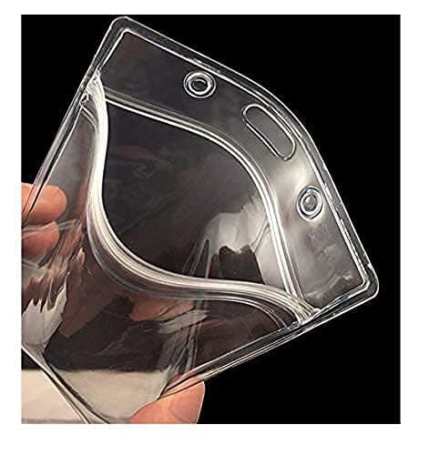 AccuPrints Retractable Id Card Holder, Keychain Badge Holder, Retractable Steel Wire Reel Design Utility Keyring for Keys, Badge, Cards (Transparent)