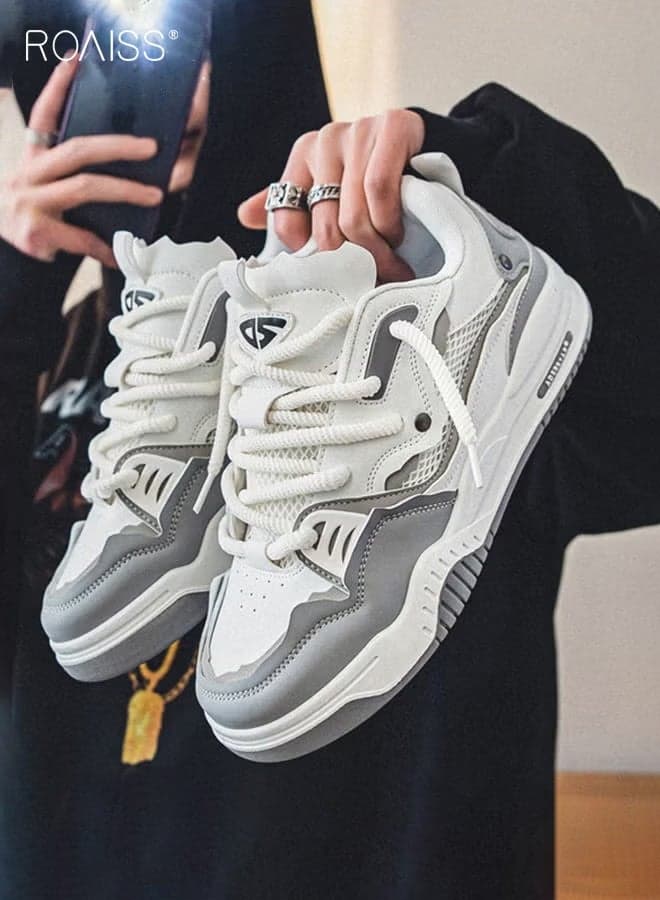 Men Stylish Chunky Sneakers, Versatile Low Top Sneakers with Soft Lining, Lace up Non Slip Platform Shoes, Casual Comfy Sports Shoes for Men, Suitable for Daily Wear and Outdoor Activities