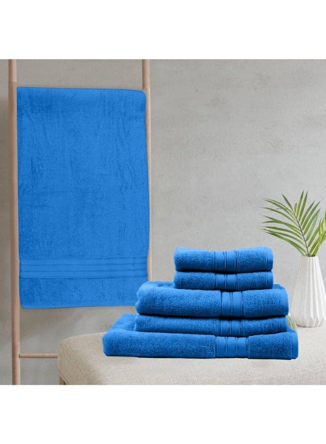 Home Trendy (Blue) Premium Cotton Bath Sheet (90 X 180 Cm-Set Of 1) Highly Absorbent, High Quality Bath Linen With Striped Dobby 550 Gsm