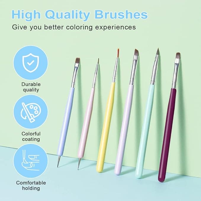 URAQT Nail Art Brushes Set 15pcs Acrylic Brushes 5pcs Dotting Tools DIY Professional Nail Art Painting Kit Black