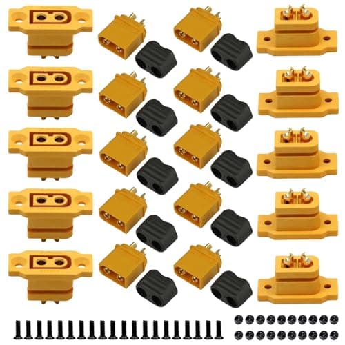 LINSYRC 10 Pairs XT60EF Connector Female Plug and XT60H Male Plug Adapter for RC FPV Lipo Battery RC Quadcopter