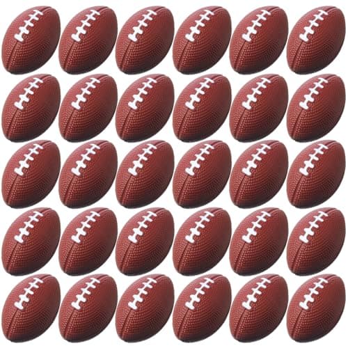 Blulu 30 Pack Mini Foam Football 217 Mini Football Party Favor Stress Ball Bulk Small Foam Sports Valentines Ball for Birthday Carnival Reward Party Bag Gift FillerDark Brown