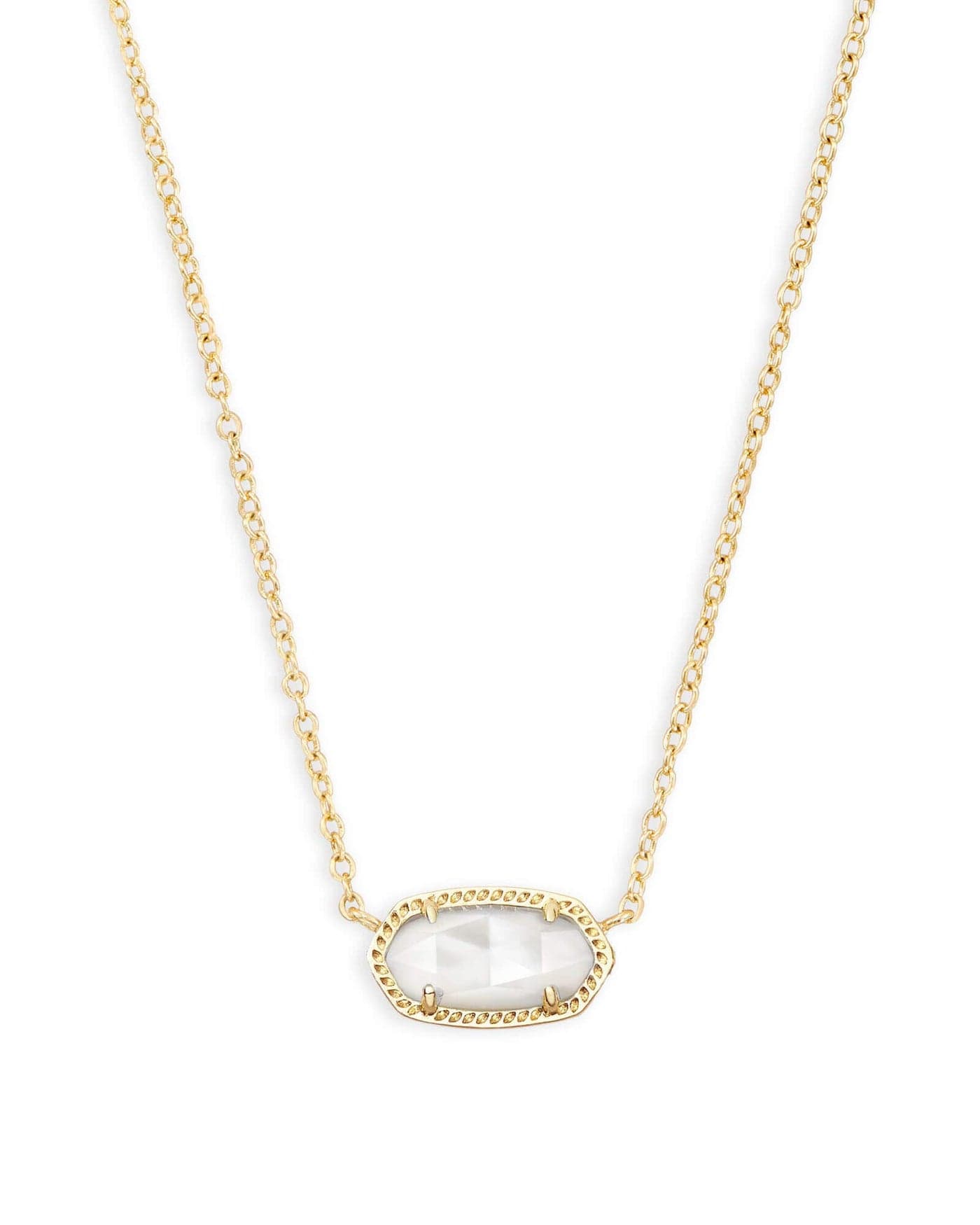 Kendra Scott Elisa Short Pendant Necklace for Women, Dainty Fashion Jewelry, 14k Gold-Plated, Ivory Mother of Pearl