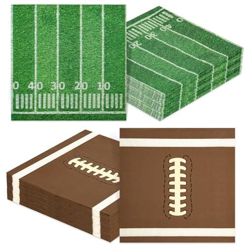 80 PCS Football Napkins, PureGuard Football Party Supplies 6.7 Inches Cocktail Napkins Paper Disposable for Football Birthday Theme Party Game Day Tailgate Party Favors Decorations