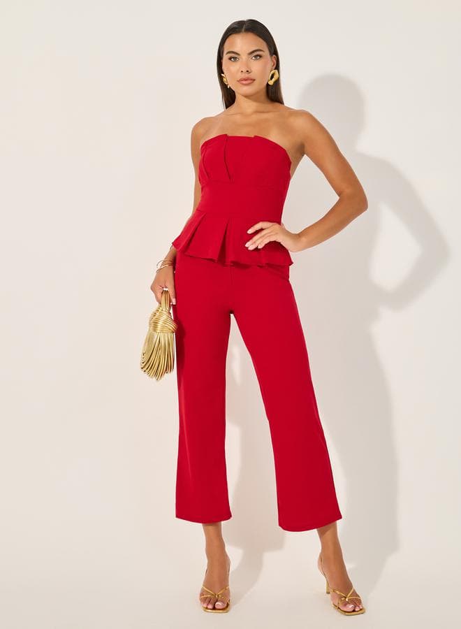 Styli Bandeau Neck Wide Leg Jumpsuit