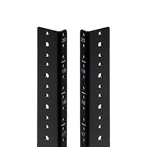 NavePoint 20U Vertical Rack Rail Pair DIY Kit with Hardware Black