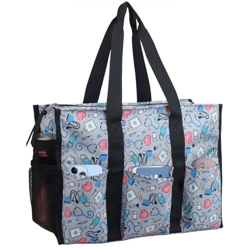 ABAMERICA Nurse Bags for Work Nursing Bag Multiple Pockets Waterproof Organizing Zip Top Clinical Bag for Nursing Students
