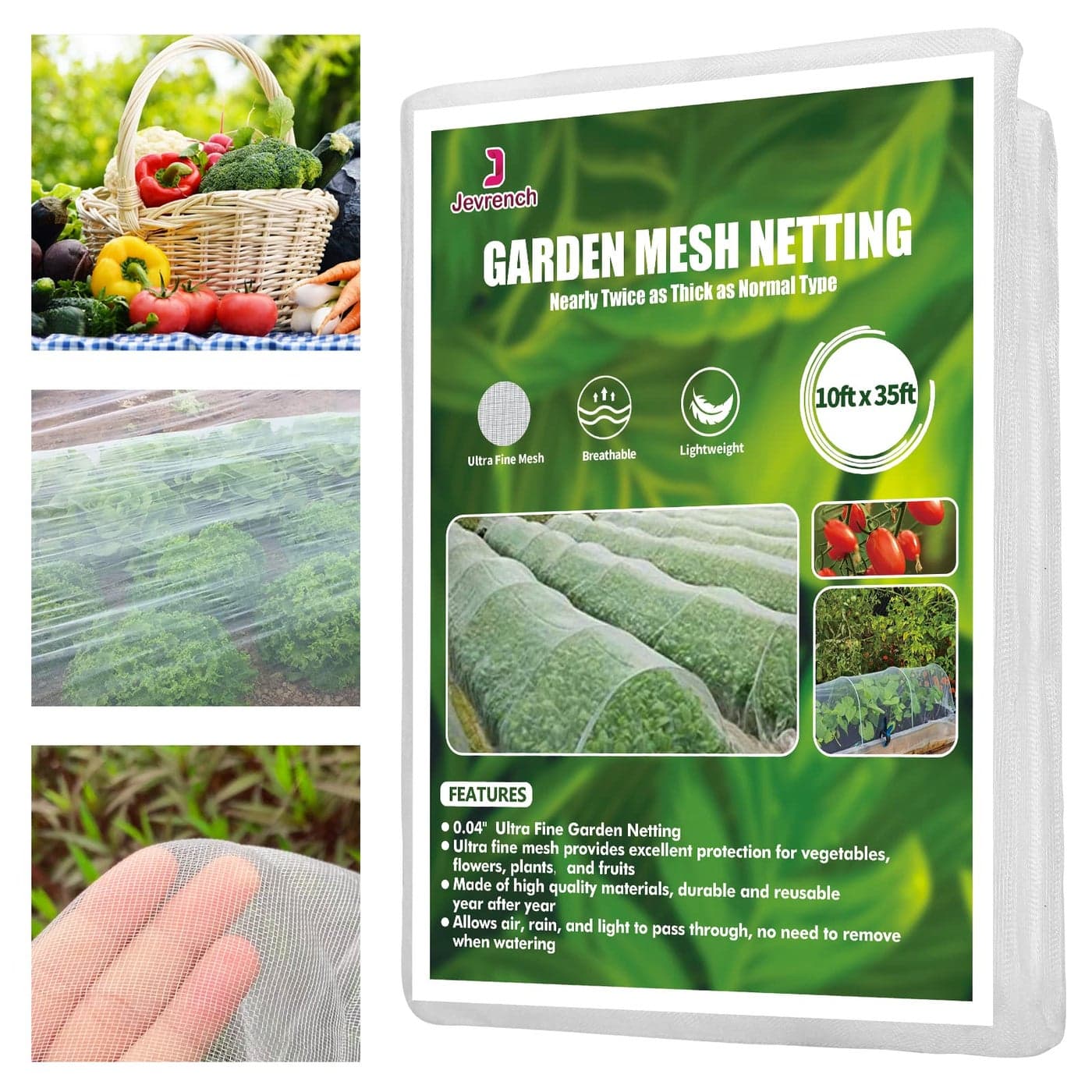 Garden Netting Jevrench Durable Ultra Fine Garden Netting Garden Plant Cover Row Cover Makes Plants Vegetables Fruits and Flowers Grow Better 10ft x 35ft