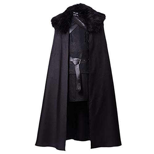 Sidnor GoT Game of Thrones Night's Watch Jon Snow Cosplay Costume Outfit Suit Dress,Black,Male:XX-Large