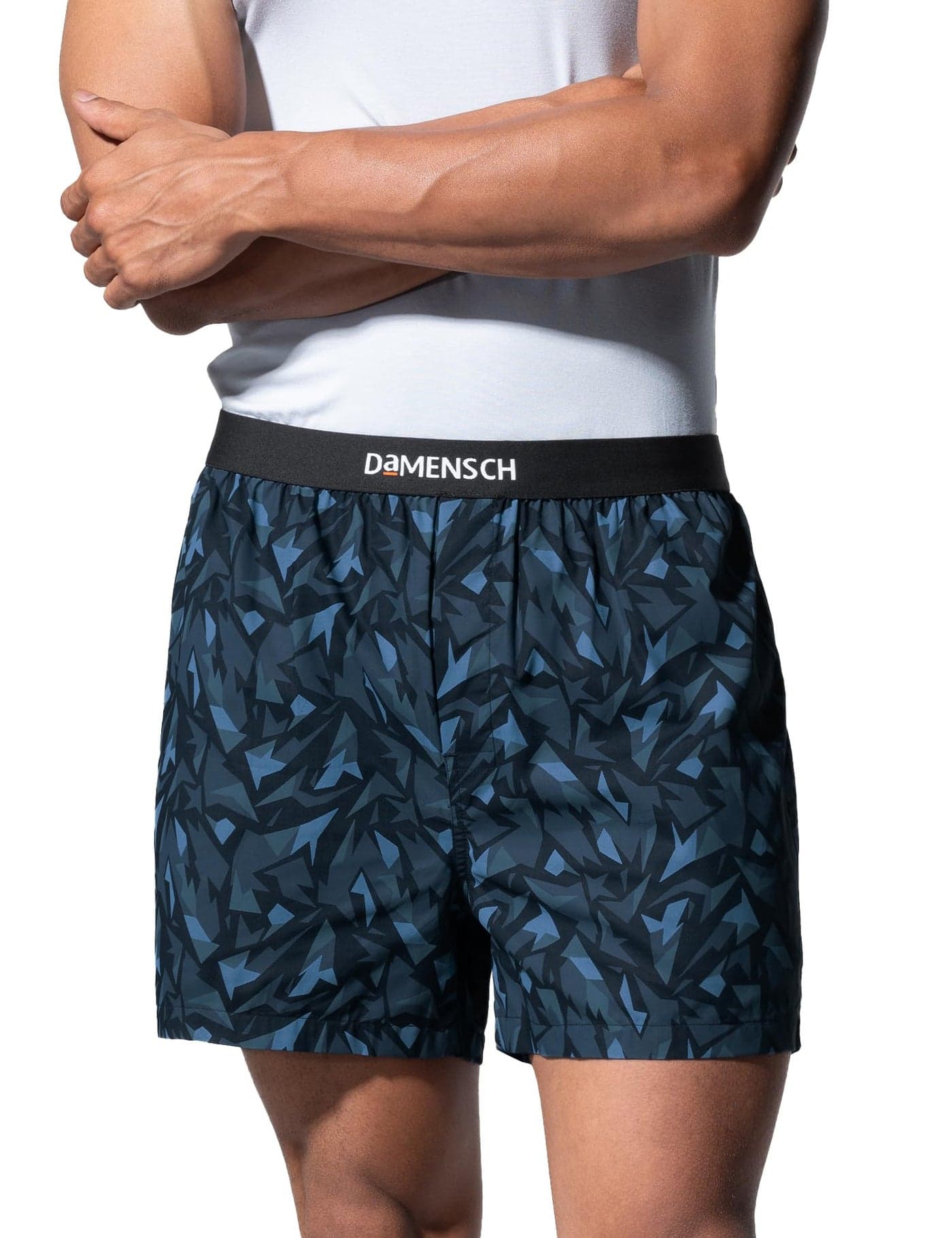 DAMENSCH Solid Breeeze Inner Boxers for Men, Ultra-Light Boxers, 100% Cotton Shorts Pant, Breathable Woven Inner Cotton Shorts for Men-Spikey Black/Blue-M