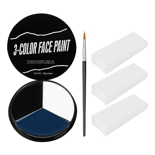 Black White Metallic Brown Face Paint+3PC Sponge+Brush Body Paint Set,Colored Eye Black for Baseball Softball Sport Games,Leopard,Cat Face Painting for Halloween,Cosplay,Costume,Theme Parties
