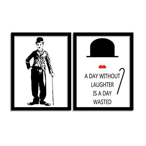 PAINTINGMANTRA Framed Painting Charlie Chaplin Motivational Quote Framed Posters For Decoration - Inspirational Wall Painting for Home And Office Wall Decor (Set of 2, 13.5x 17.5 inches)