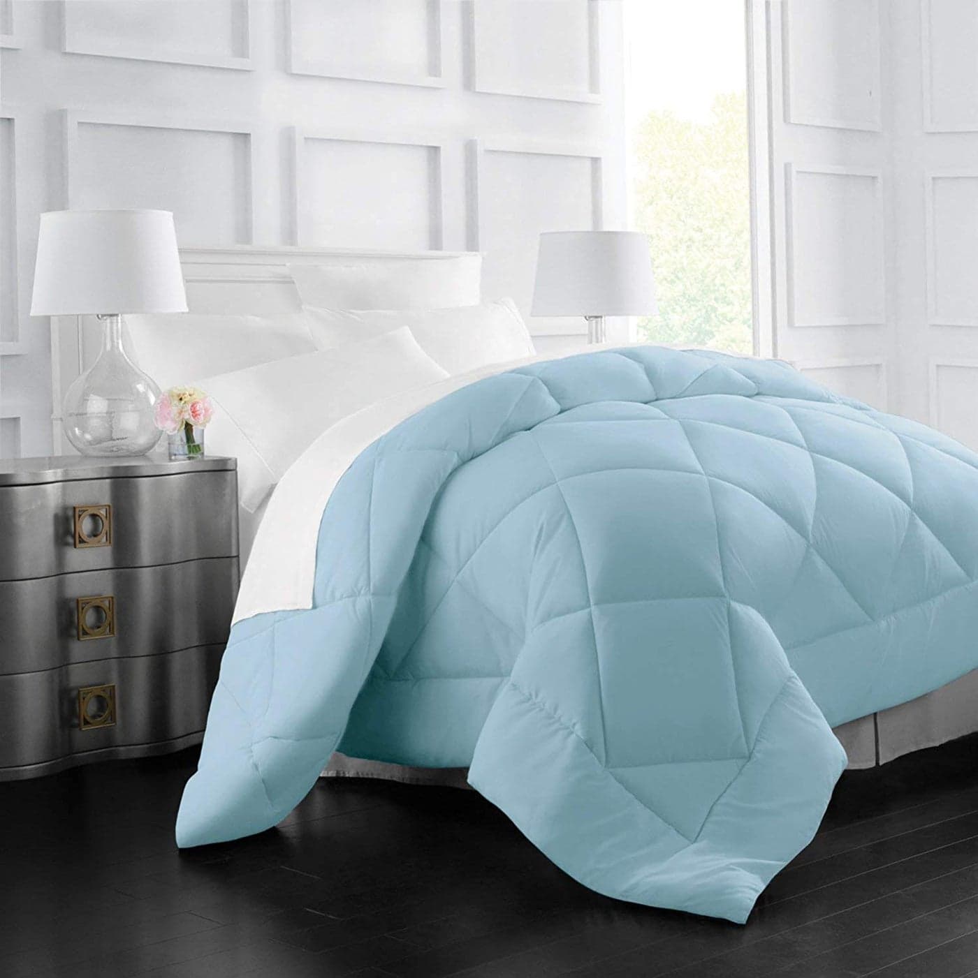 Jaipur Linen Comforter Single Bed 500 GSM Soft Microfibre for Heavy Winter AC BlanketDuvetDoharQuilt for All Weather Breathable for Single BedSky Blue