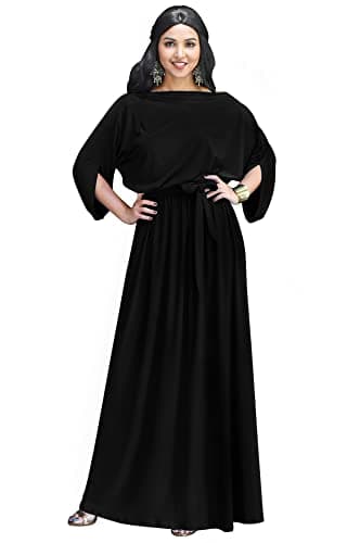 KOH KOH Womens Long Flowy Casual Short Half Sleeve with Sleeves Fall Winter Floor Length Evening Modest A-line Formal Maternity Gown Gowns Maxi Dress Dresses, Black M 8-10