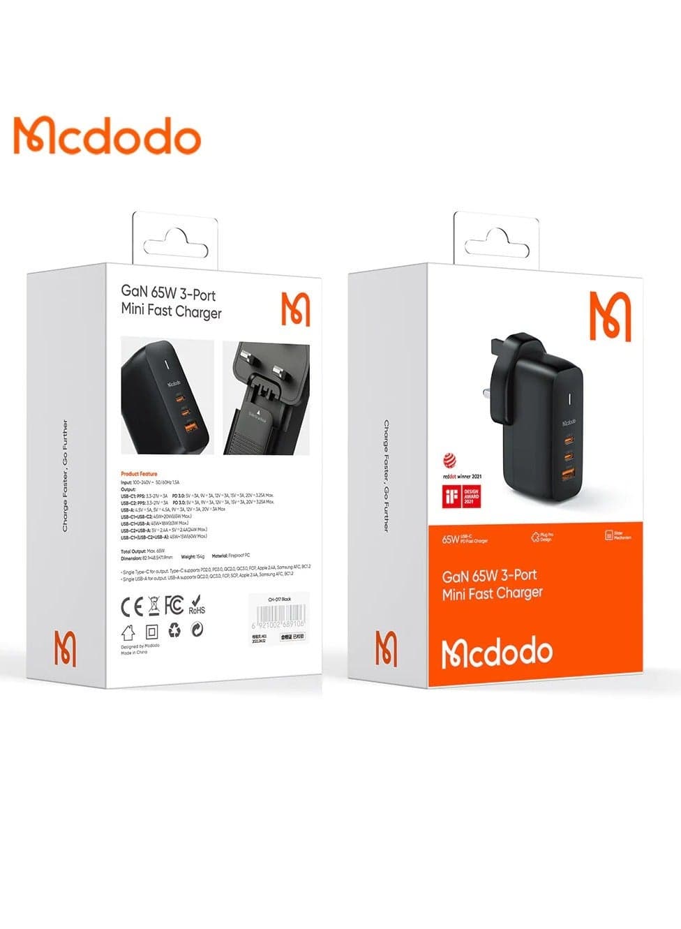 Mcdodo CH 0171 – GaN 65W 3-Port Mini Fast Charger