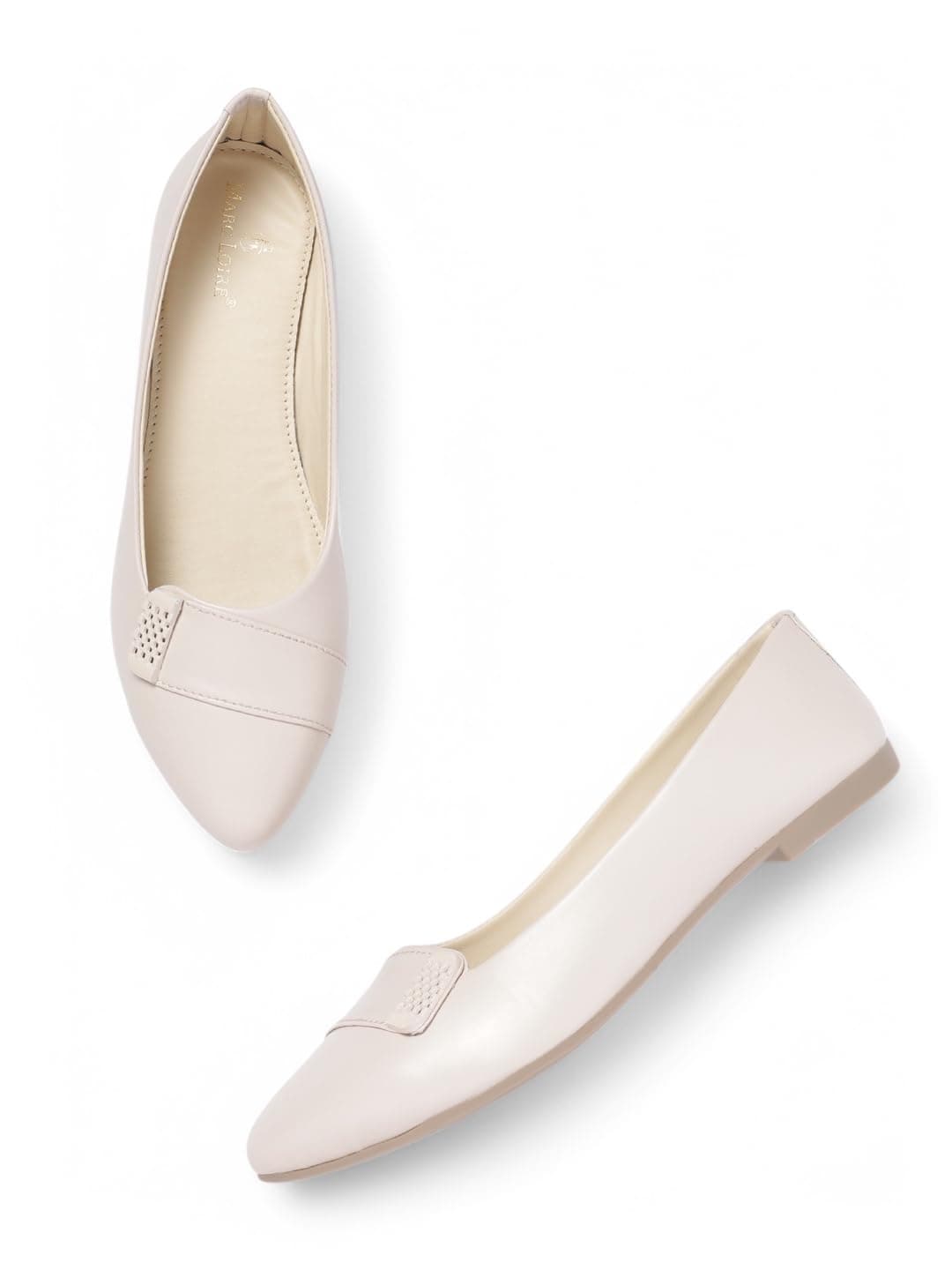 Marc Loire Women's Slip-On Flat Ballerina Shoes for Casual Wear, Party and Formal Occasions (Cream, UK Footwear Size System, Adult, Women, Numeric, Medium, 3)