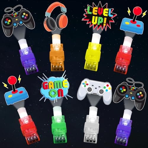 CHUNNIN 36 PCS Video Game Party Favors Game LED Light Up Finger Lights Glow in the Dark Fillers Gamer Party Finger Light Bulk for Chriatmas Goodie Treat Bags Stuffers Game Birthday Party Supplies
