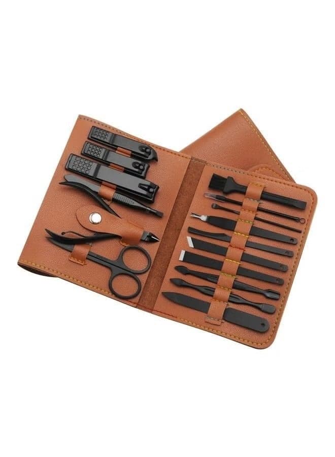 16 Piece Nail Clipper Cutter Set Brown and Black