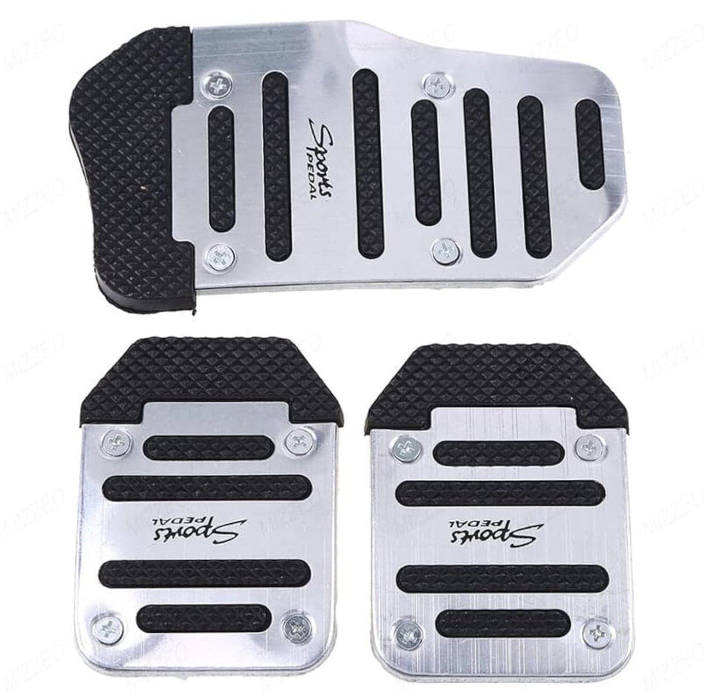 MIZZEO Vehicle Sports Accelerator Brake Clutch Pedal Cover (Pack of 3) Silver Compatible with Chevrolet Beat (2009-2017)