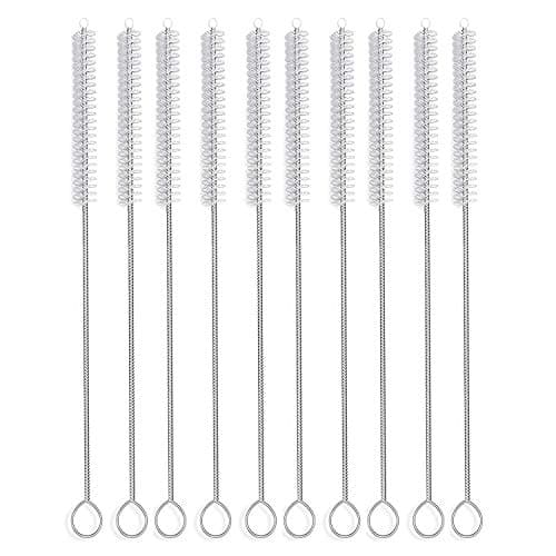 Long Straw Brush, Nylon Flexible,Reusable Pipe Tube Cleaner 12-ihch X 2/5-inch Set of 10