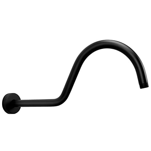 NearMoon Shower Extension Arm with Flange - S Shaped High Arc Gooseneck Long Shower Extender Pipe, Perfect for Rainfall Shower Head - Bathroom Accessory,16 Inch (Matte Black)