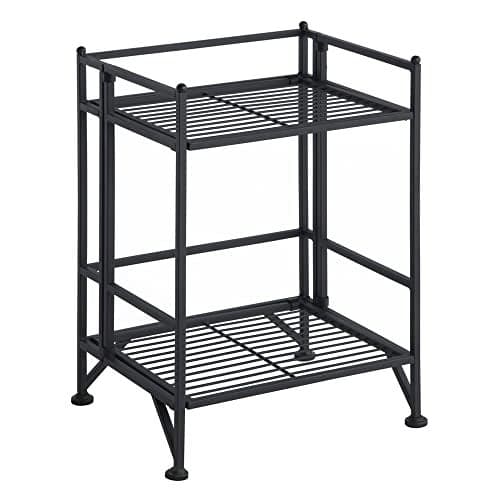 Convenience Concepts Xtra Storage Shelves - 2-Tier Folding Metal Storage Shelves, Closet Organizer for Office, Laundry Room, Bedroom, Garage, Kitchen, Bathroom, Black