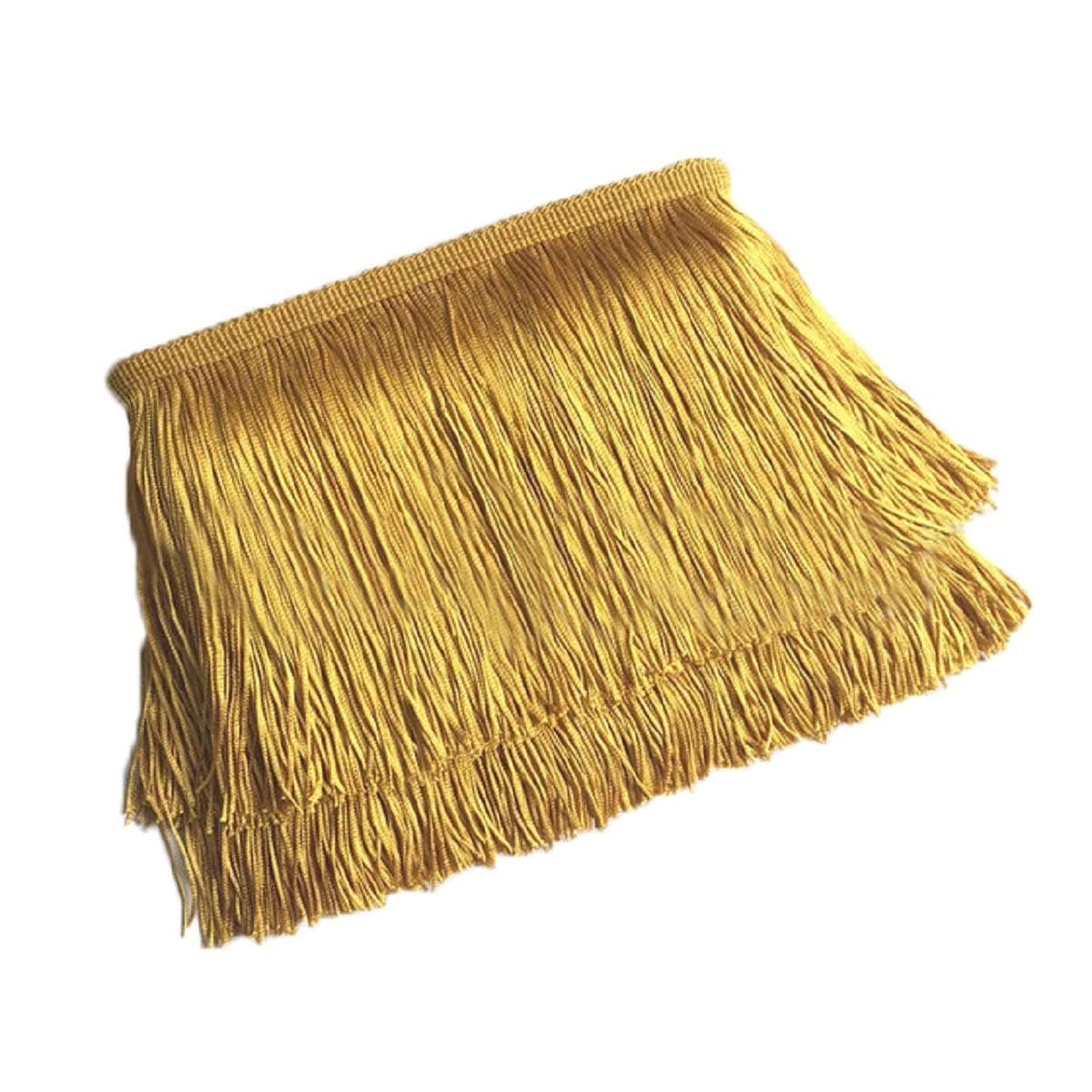 Yalulu 10 Meters 10 Wide Lace Fringe Trim Tassel Fringe Trimming for DIY Latin Dress Stage Clothes Accessories Lace Ribbon Gold