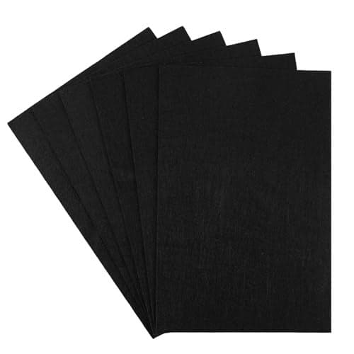 HaoFeiJH Black Felt Squares 6PCS Felt Sheets 8x12 A4 Stiff 1 Color 2mm Thick Ideal for Sewing Crafts