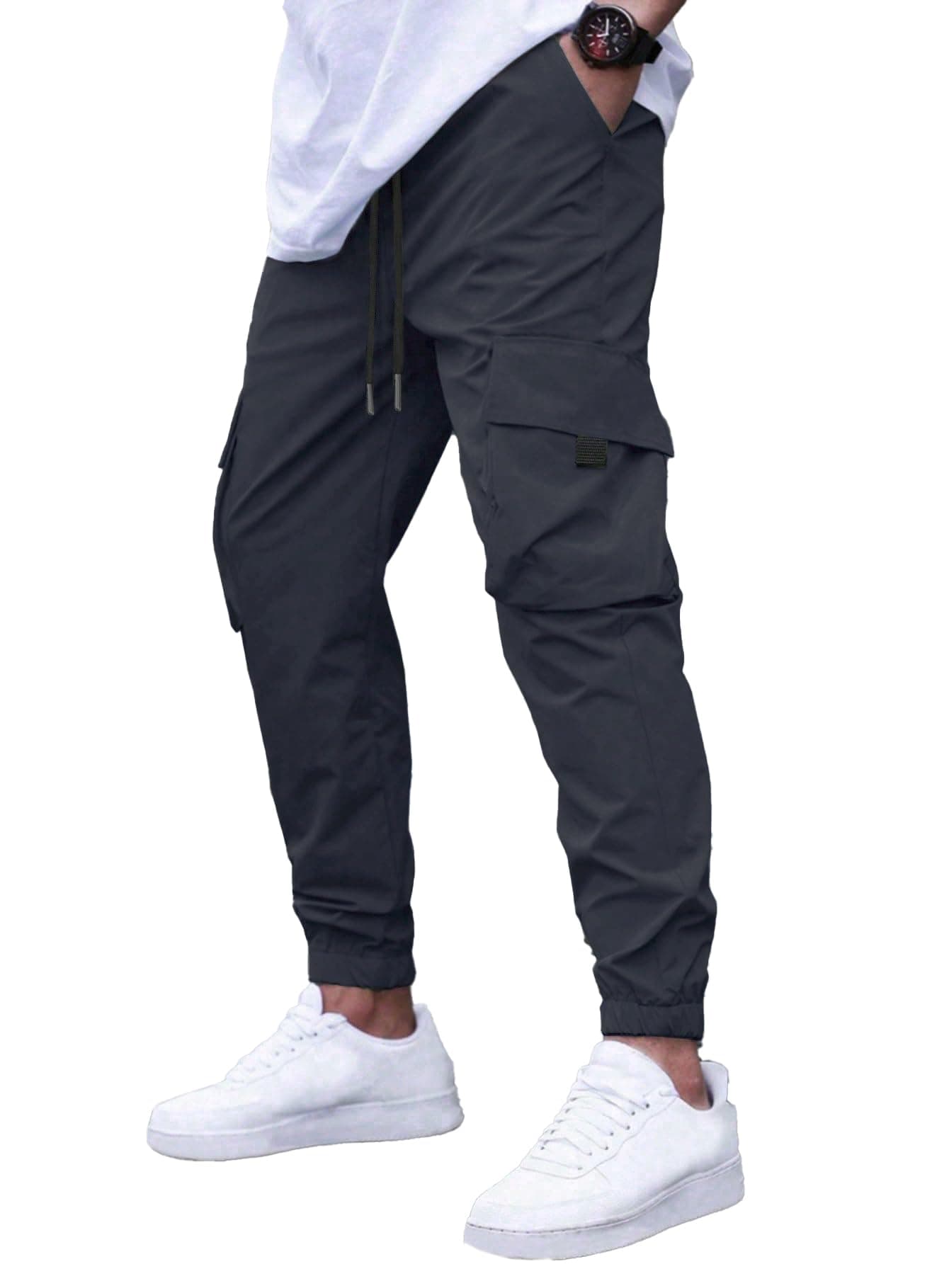 TAGDO Men's Regular Track Pants (Men-Cargo-5157-Dark 36_Dark Grey