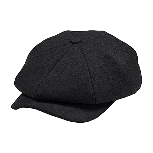 POUDAY Newsboy Hat for Men - Irish Cap, Newsies Cabbie Flat Winter Hat - Pure Black