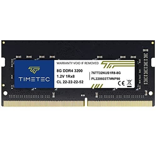 Timetec 8GB DDR4 3200MHz (or 2933MHz or 2666MHz) PC4-25600 Non-ECC Unbuffered 1.2V CL22 1Rx8 Single Rank 260 Pin SODIMM Laptop Notebook PC Computer Memory RAM Module Upgrade