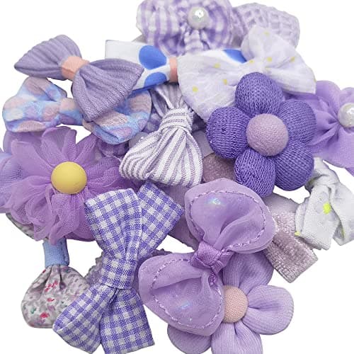 Chenkou Craft Mix Bulk Random Purple 20pcs Fabric Ribbon Flowers Bows Craft Wedding Ornament Appliques Purple