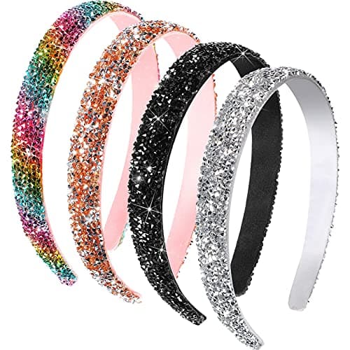 Waydress 4 Pieces Rhinestone Headband for women Glitter Sparkly Rhinestone Hairbands Bling Diamond Crystal Headwear for Women Girls Hair Accessories Birthday Wedding GiftsBright Color