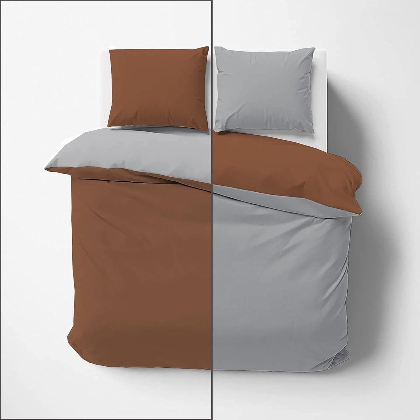 Day Care Impressible Super Soft Microfiber Reversible 3 Piece Duvet Cover Set Size 91X101 Inches And 2 Pillow Cover 300 TC 18X28 Inches Double Bed Size Chocolate BrownSilver