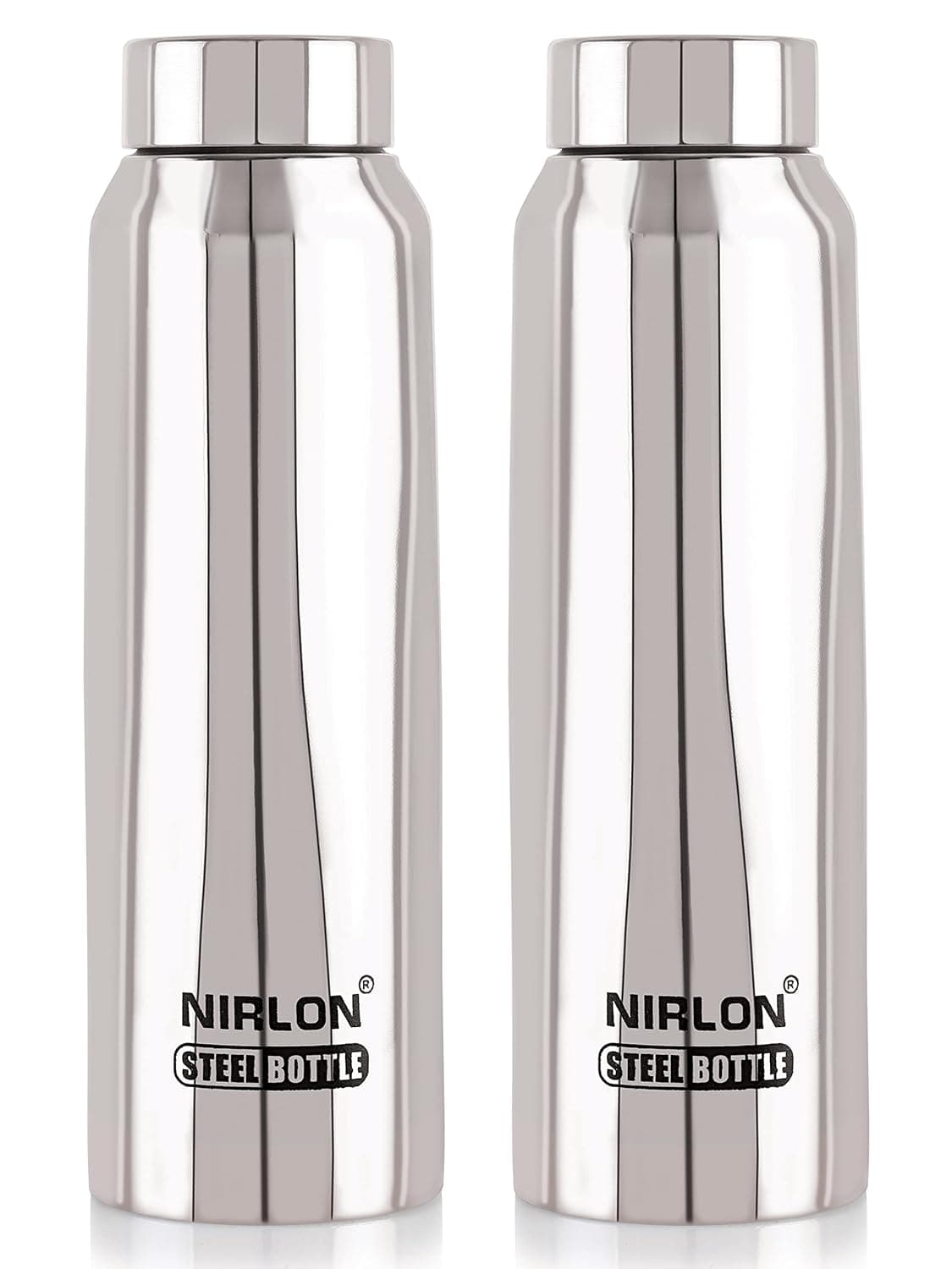 NIRLON Stainless Steel Single Wall Fridge Water Bottle/Home Refrigerator Bottle/Office/Schoolkids Bottle, Silver, Set Of 2 (Fb_Hiker), 1000 milliliter