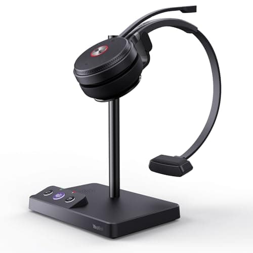 Yealink WH62 DECT Mono Teams Wireless Headset 525 ft Range Work Headphone with 2X Noise Canceling Mic for IP Phone and Computer Single Ear Headset with Call Control Ringer13H Talk Time