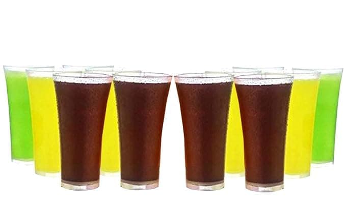 AWICKTIK Beverage Plastic Transparent Water Glass Set ABS Poly Carbonate UnbreakableClear Plastic GlassPlastic Design Stylish GlassJuice GlassBeer GlassWine 300 ML Set of 12