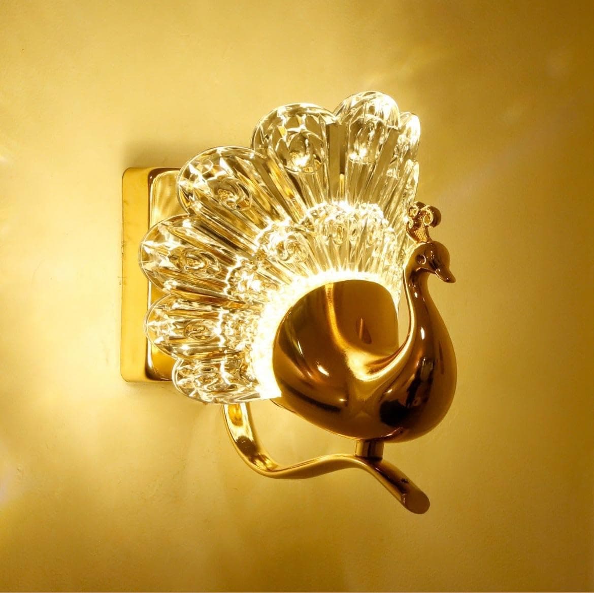 EMNDR Acrylic Wall Lamps, Gold Peacock Design, Wall Lighting Fixtures, Indoor Light, Luxury Wall Sconces for Bedside, Living Room, Wrought Iron Wall Lamp