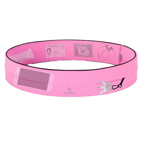 FlipBelt Classic Running Belt Running Fanny Pack for Women and Men USA Company Girly Pop Pink Small