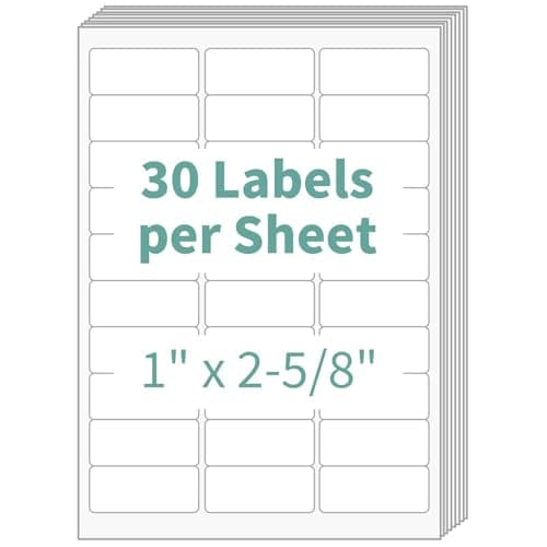 200 Sheets 6000 Lables Shipping Return Address Labels for Laser & Inkjet Printers, 1" x2-5/8 White Shipping Labels, 30 Up Labels Printable Mailing Address Label