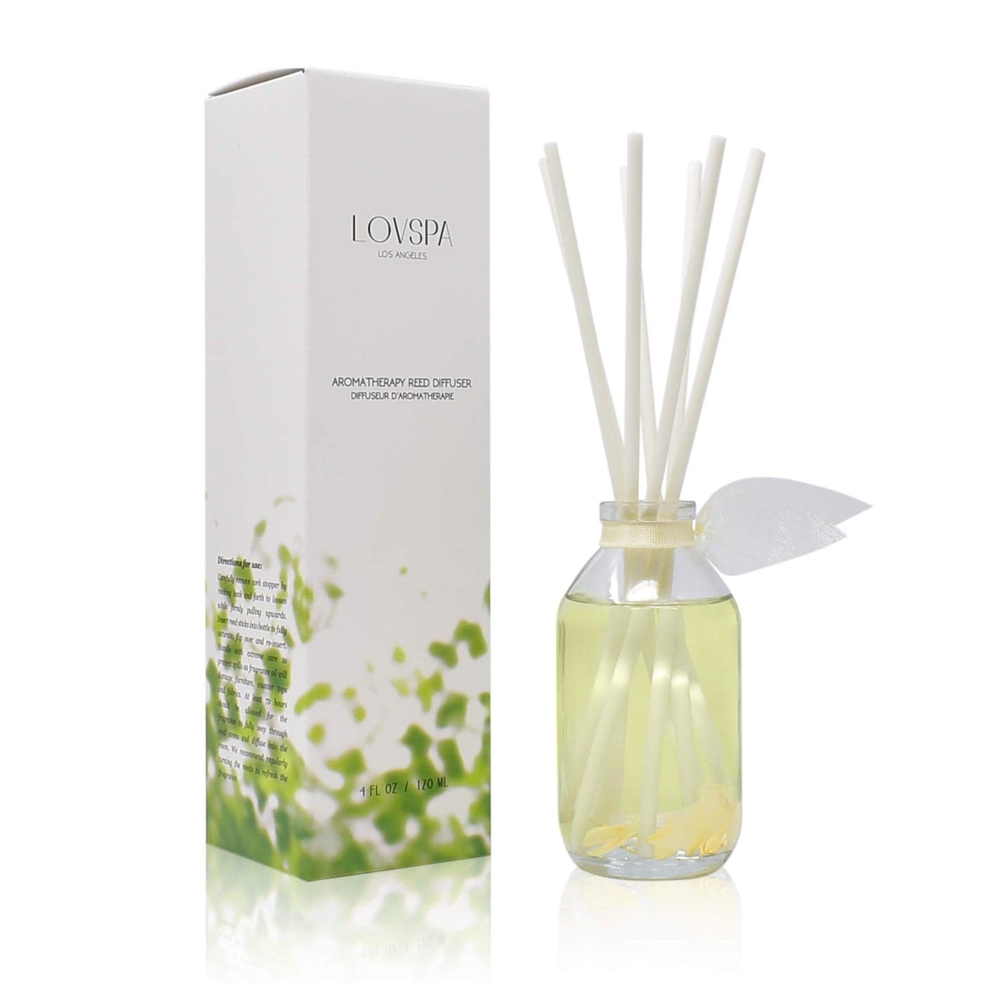LOVSPA Reed Diffuser Set Jasmine Vanilla Scented Oil Diffuser with Sticks Home Fragrance Accessories for Bathroom Shelf Decor Aroma Diffusers for Home or Office Desk USA Made