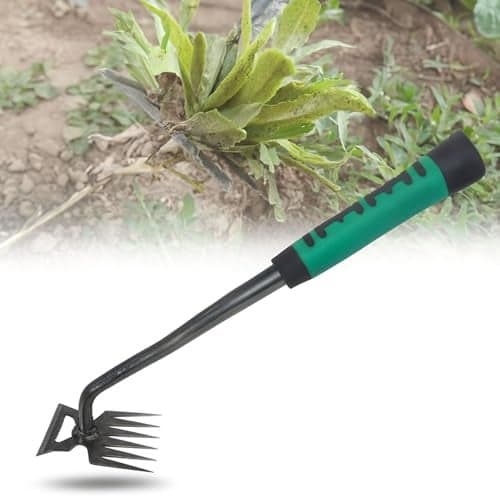 PANCA 6-Claw Weeder Hand Tool for Gardening | 40cm Heavy-Duty Steel Weed Puller with Rubber Grip Handle | Manual Lawn Weeding Tool for Garden, Farm & Plant Pots | Soil Digger & Grass Remover