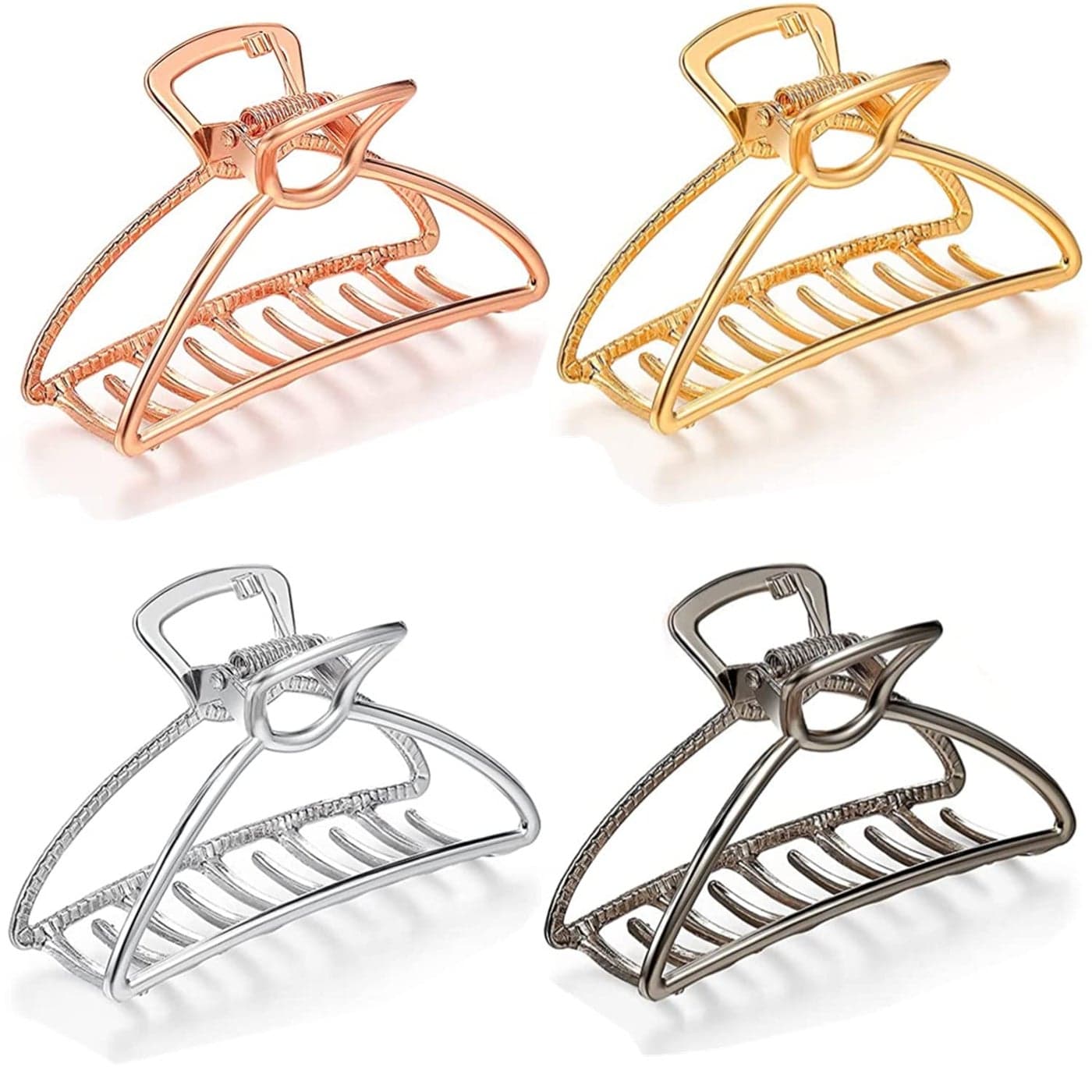 4 Pieces Metal Hair Claw Clips Set 3 Inches Large Size Hair Catch Barrette Jaw Clamp Half Bun Hairpins for Women Hair Accessories