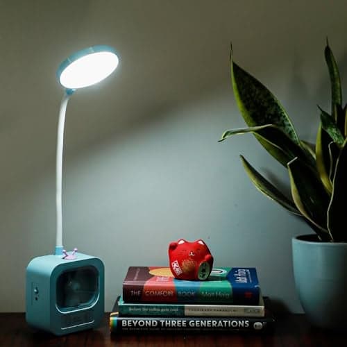 Lexton Cute Bunny LED Study Table Lamp for Kids | Eye-Friendly Reading Desk Light with 360° Adjustable Flexible Neck | Decorative Bedside Lamp for Children Bedroom & Study Room