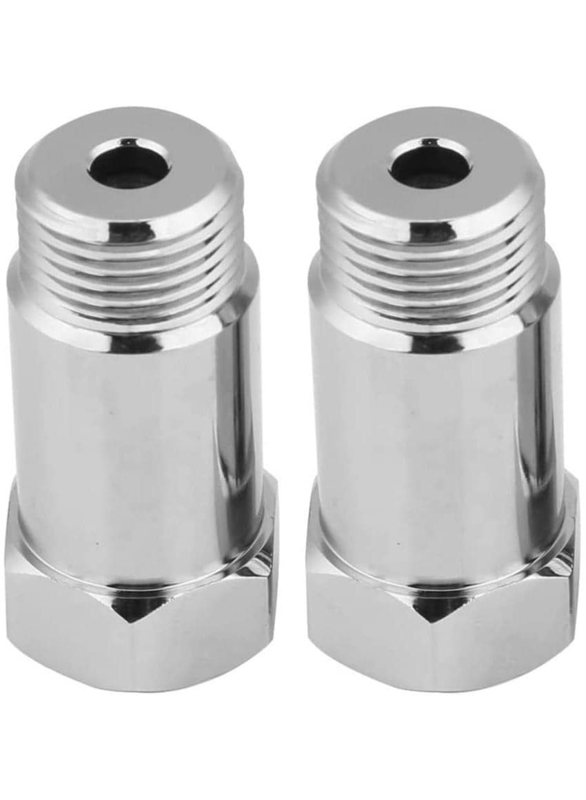 Universal O2 Sensor Spacer 2 Pcs 45mm M18x15 Check Engine Light Fix Oxygen Sensor Extender for Exhaust Systems Silver